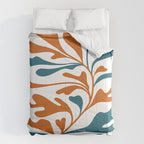 Modern Leaf Abstract Orange and Teal Comforter Gallery Image 6