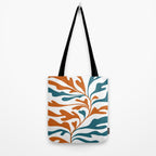 Modern Leaf Abstract Orange and Teal Tote Bag Gallery Image 2