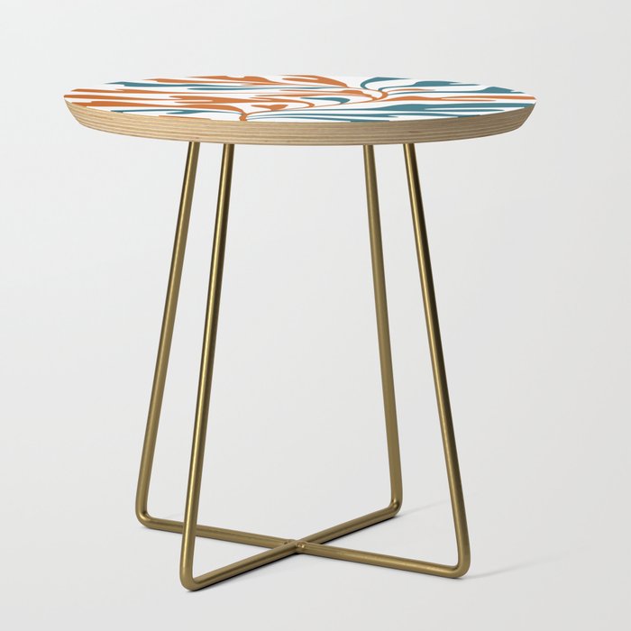 Modern Leaf Abstract Orange and Teal Side Table Gallery Image 1
