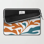 Modern Leaf Abstract Orange and Teal Laptop Sleeve Gallery Image 2