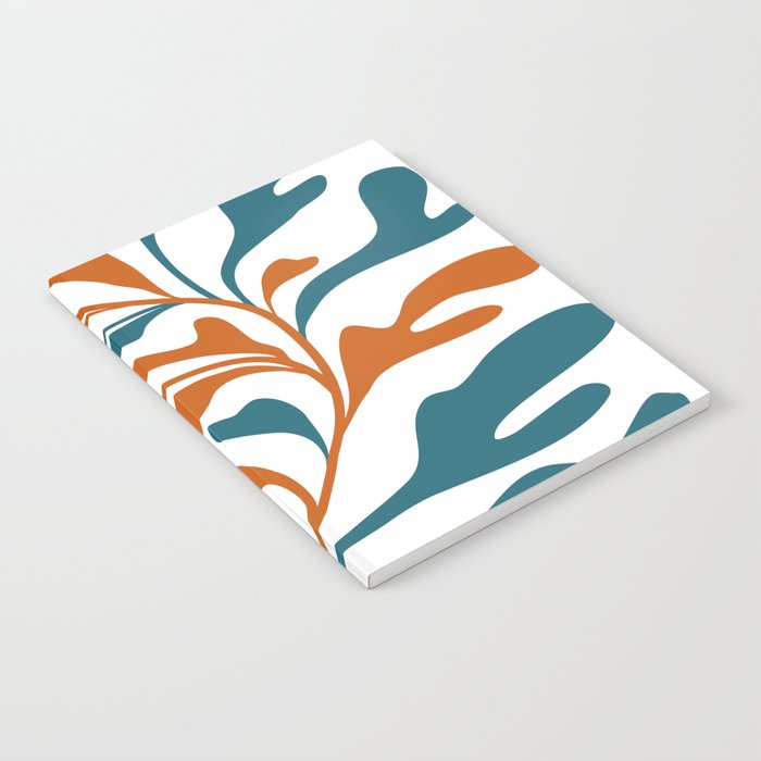 Modern Leaf Abstract Orange and Teal Notebook Gallery Image 1