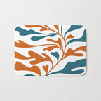 Modern Leaf Abstract Orange and Teal Bath Mat Gallery Image 1