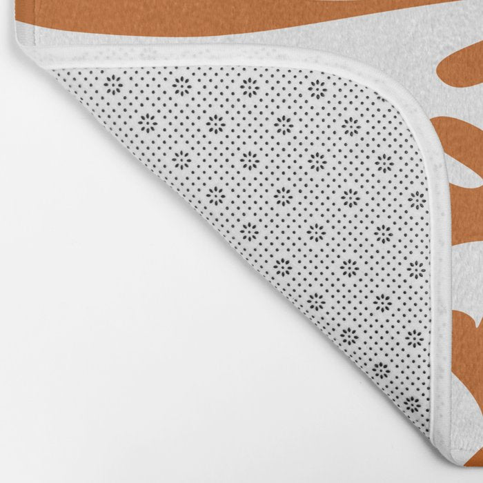 Modern Leaf Abstract Orange and Teal Bath Mat Gallery Image 2