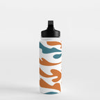 Modern Leaf Abstract Orange and Teal Water Bottle Gallery Image 3