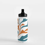 Modern Leaf Abstract Orange and Teal Water Bottle Gallery Image 2