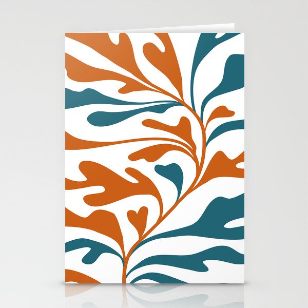 Modern Leaf Abstract Orange and Teal Stationery Card Gallery Image 1