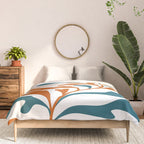Modern Leaf Abstract Orange and Teal Comforter Gallery Image 3