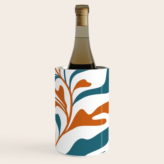 Modern Leaf Abstract Orange and Teal Wine Chiller Gallery Image 3