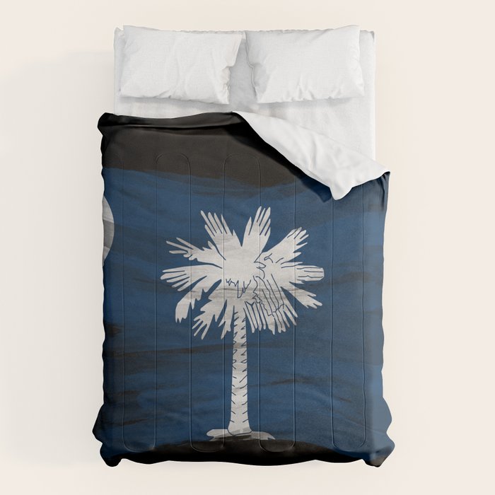 South Carolina state flag brush stroke, South Carolina flag background Comforter Gallery Image 6