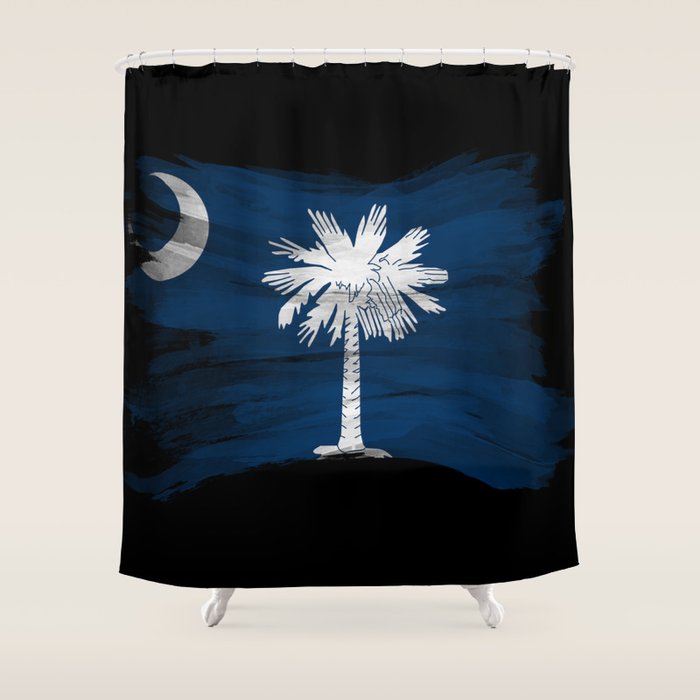 South Carolina state flag brush stroke, South Carolina flag background Shower Curtain Gallery Image 1