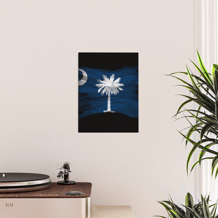 South Carolina state flag brush stroke, South Carolina flag background Poster Gallery Image 2