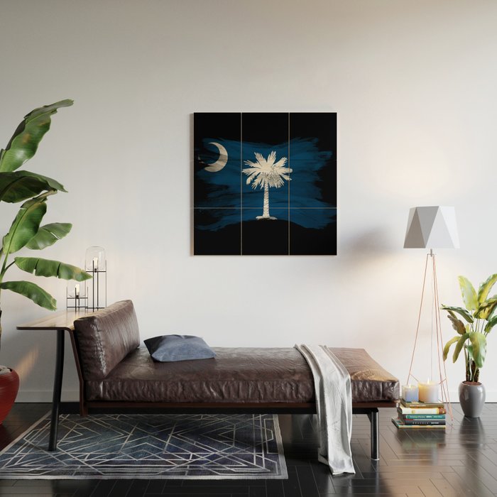 South Carolina state flag brush stroke, South Carolina flag background Wood Wall Art Gallery Image 2