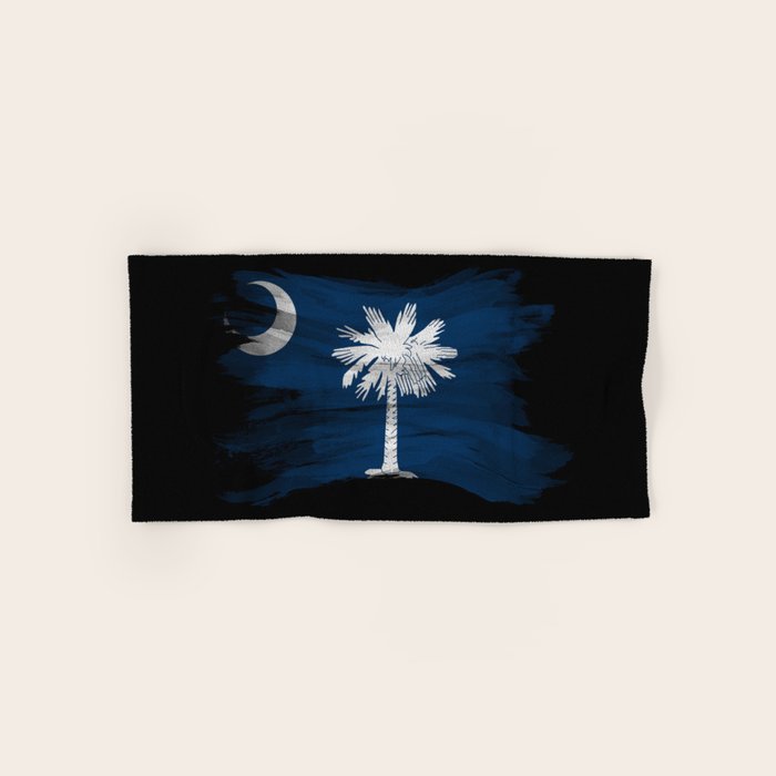 South Carolina state flag brush stroke, South Carolina flag background Bath Towel Gallery Image 1