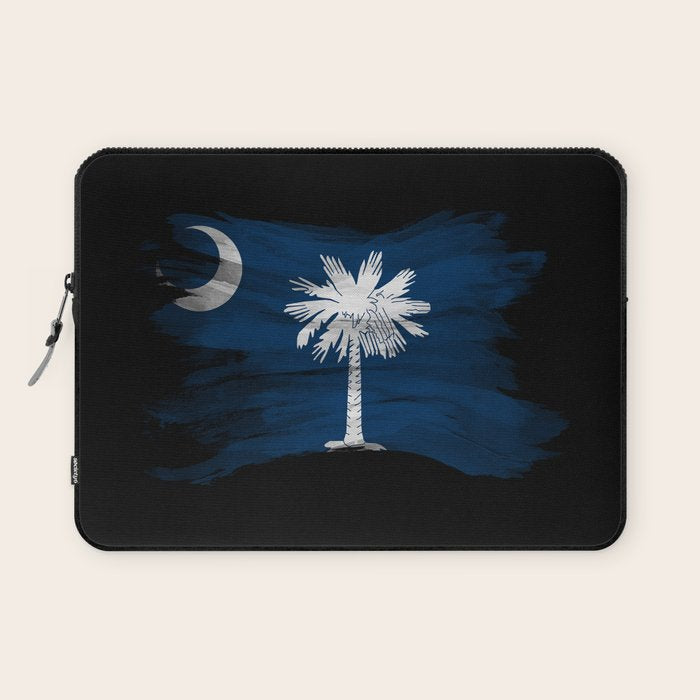 South Carolina state flag brush stroke, South Carolina flag background Laptop Sleeve Gallery Image 1
