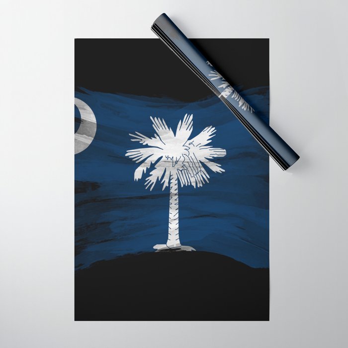 South Carolina state flag brush stroke, South Carolina flag background Wrapping Paper Gallery Image 1
