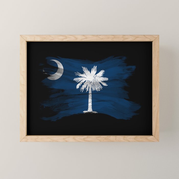 South Carolina state flag brush stroke, South Carolina flag background Mini Art Print Gallery Image 1