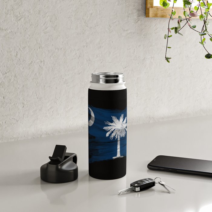South Carolina state flag brush stroke, South Carolina flag background Water Bottle Gallery Image 4
