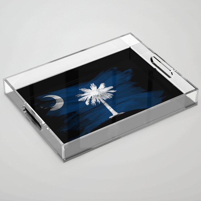 South Carolina state flag brush stroke, South Carolina flag background Acrylic Tray Gallery Image 1