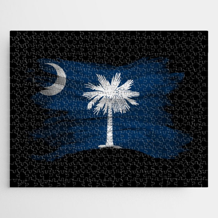 South Carolina state flag brush stroke, South Carolina flag background Jigsaw Puzzle Gallery Image 1
