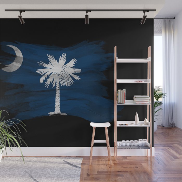 South Carolina state flag brush stroke, South Carolina flag background Wall Mural Gallery Image 1