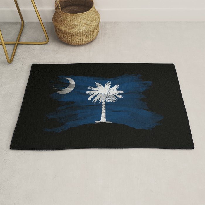 South Carolina state flag brush stroke, South Carolina flag background Rug Gallery Image 1