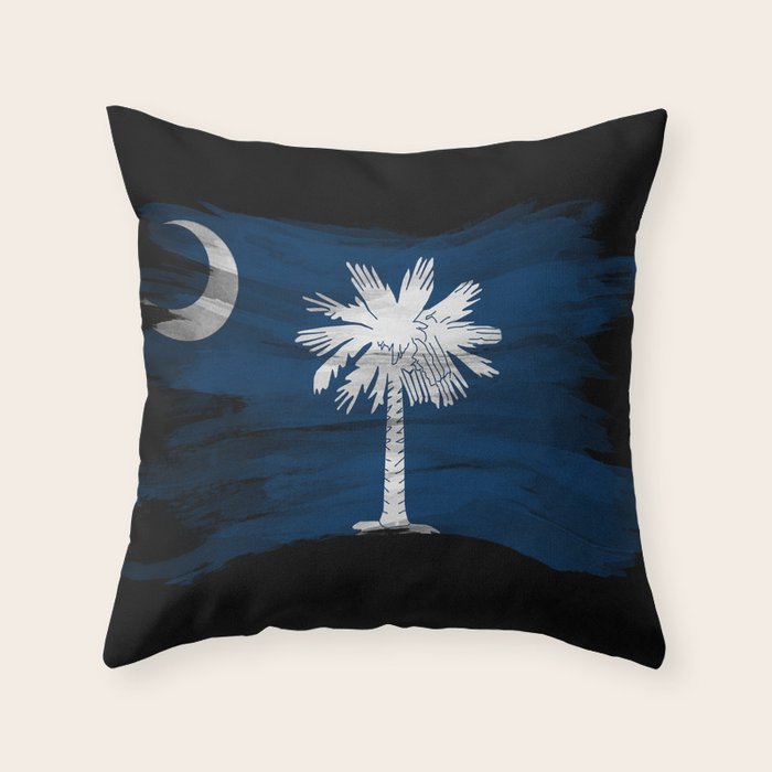South Carolina state flag brush stroke, South Carolina flag background Throw Pillow Gallery Image 6