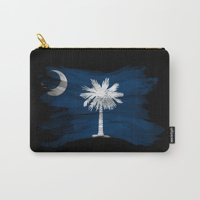 South Carolina state flag brush stroke, South Carolina flag background Carry All Pouch Gallery Image 1