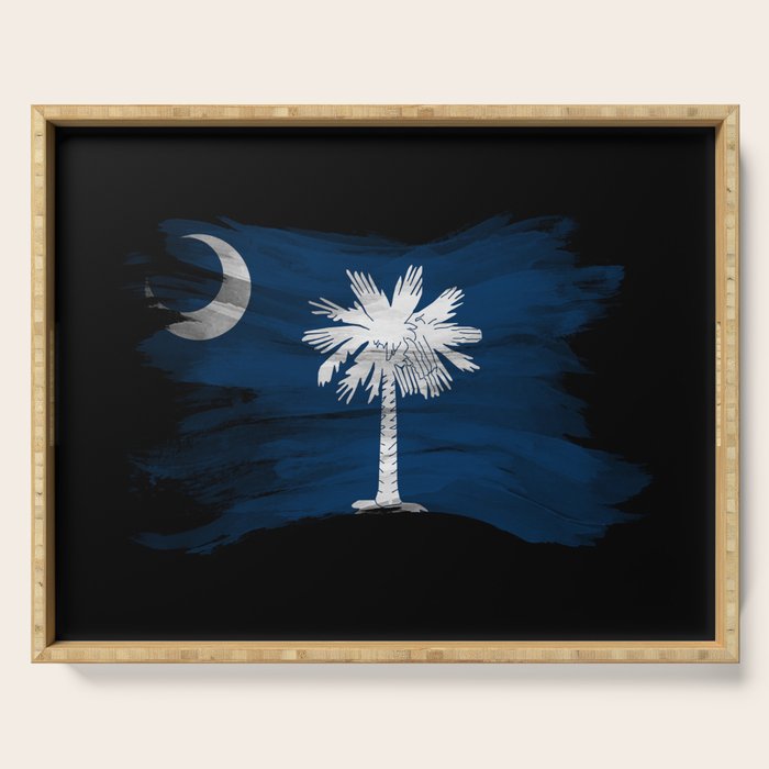 South Carolina state flag brush stroke, South Carolina flag background Serving Tray Gallery Image 1