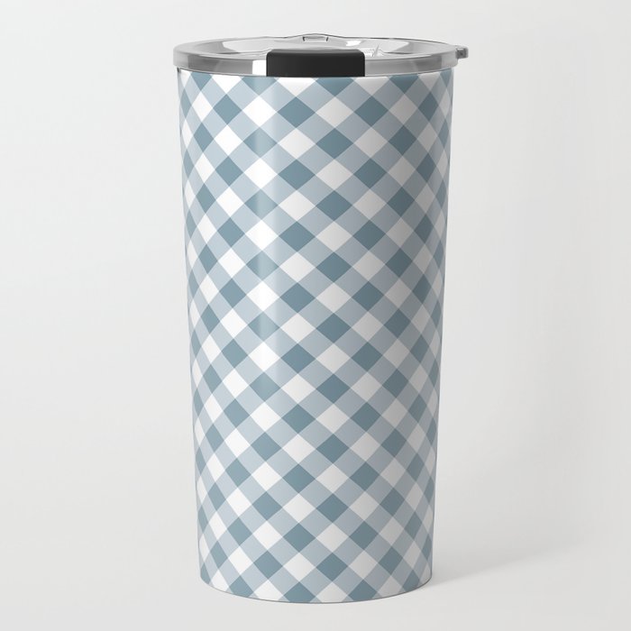Countryside Bloom Cottage Mist Blue Gingham Travel Mug Gallery Image 1