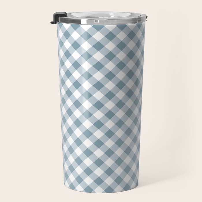 Countryside Bloom Cottage Mist Blue Gingham Travel Mug Gallery Image 3