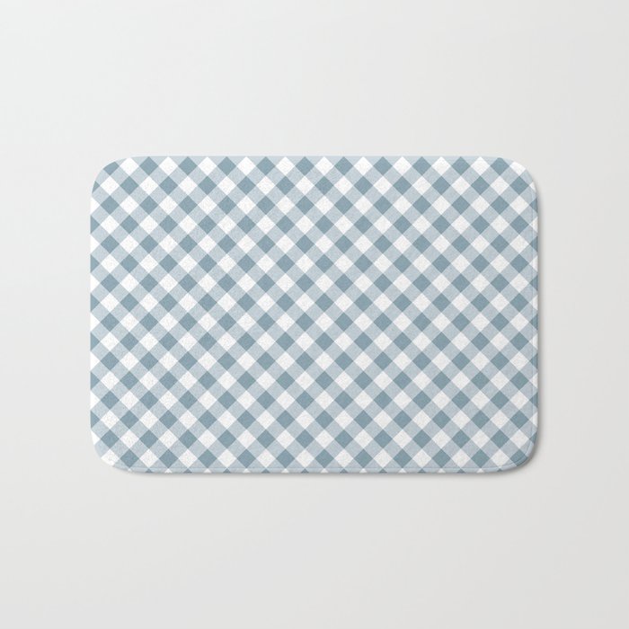 Countryside Bloom Cottage Mist Blue Gingham Bath Mat Gallery Image 1