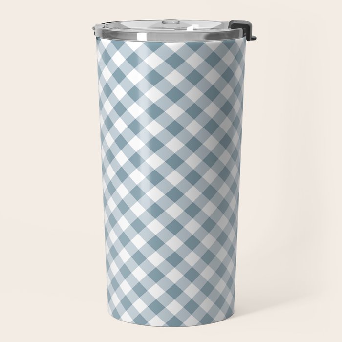 Countryside Bloom Cottage Mist Blue Gingham Travel Mug Gallery Image 2