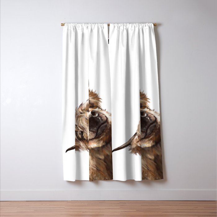 Sneaky Highland Cow Window Curtain Gallery Image 3