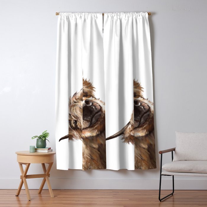 Sneaky Highland Cow Window Curtain Gallery Image 1