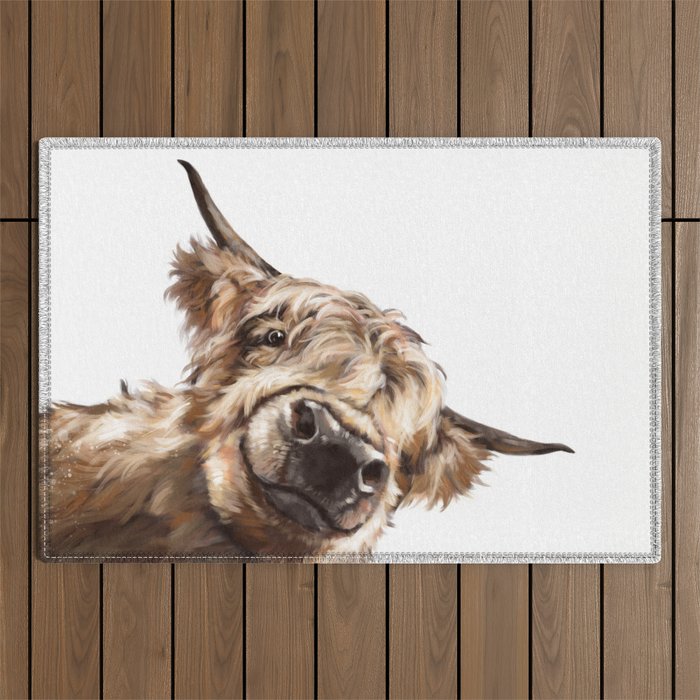Sneaky Highland Cow Outdoor Rug Gallery Image 1