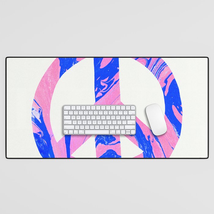 peace, blue & pink Desk Mat Gallery Image 1