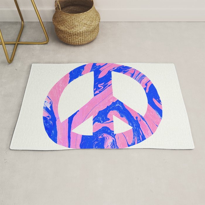 peace, blue & pink Rug Gallery Image 1
