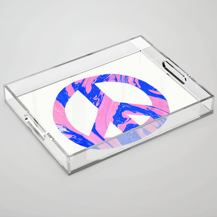 peace, blue & pink Acrylic Tray Gallery Image 1
