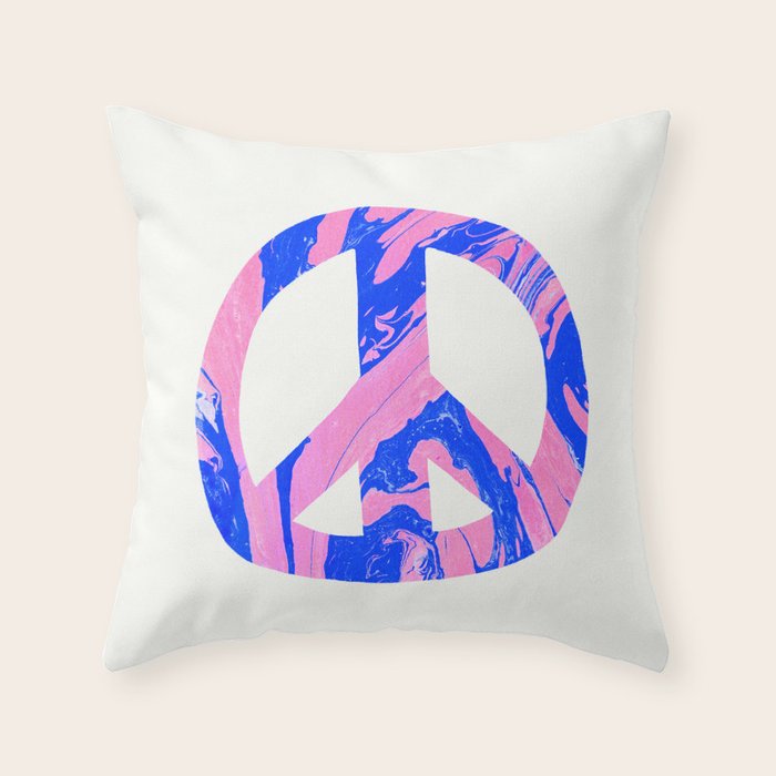 peace, blue & pink Throw Pillow Gallery Image 6