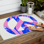 peace, blue & pink Outdoor Rug Gallery Image 2