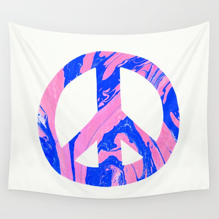 peace, blue & pink Wall Tapestry Gallery Image 4