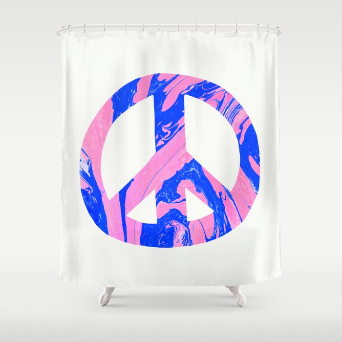 peace, blue & pink Shower Curtain Gallery Image 1