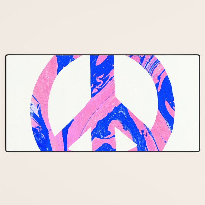 peace, blue & pink Desk Mat Gallery Image 3