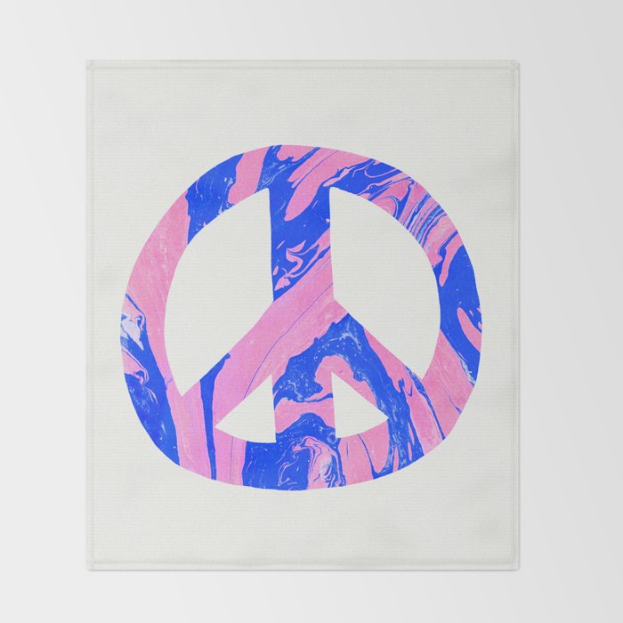 peace, blue & pink Throw Blanket Gallery Image 2