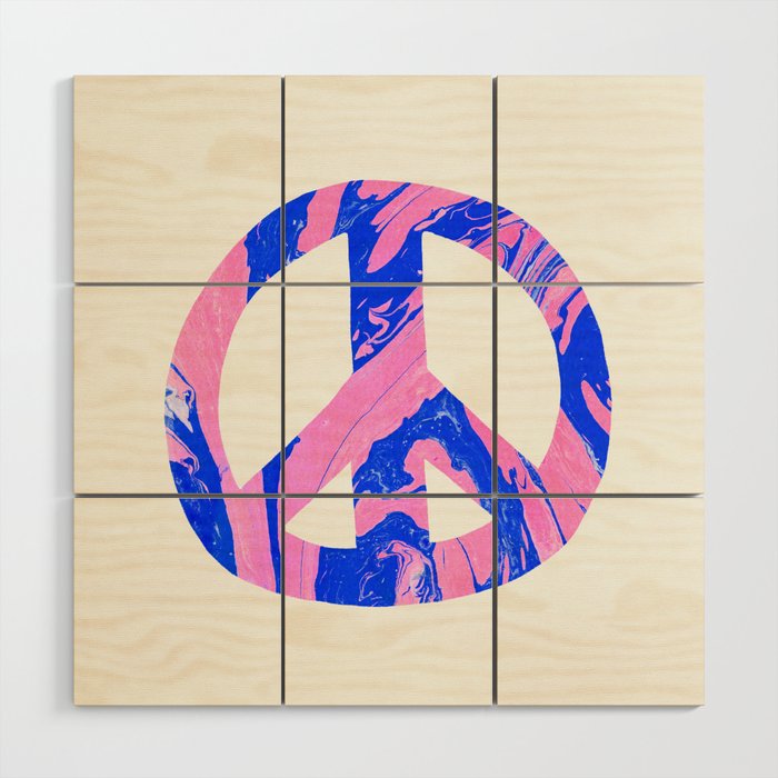 peace, blue & pink Wood Wall Art Gallery Image 1