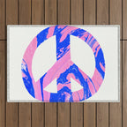 peace, blue & pink Outdoor Rug Gallery Image 1