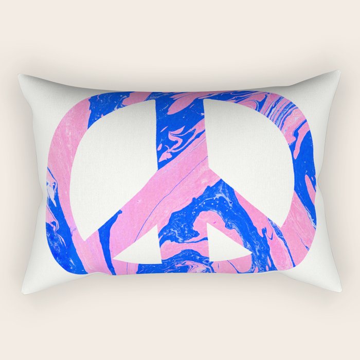 peace, blue & pink Rectangular Pillow Gallery Image 2