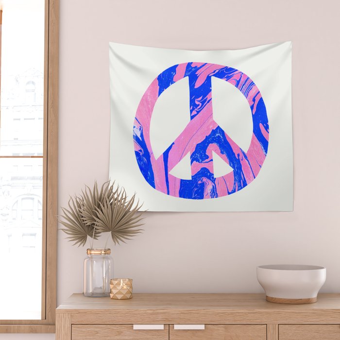 peace, blue & pink Wall Tapestry Gallery Image 2