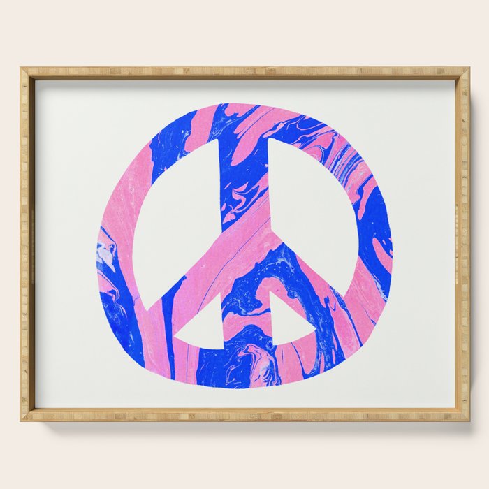 peace, blue & pink Serving Tray Gallery Image 1
