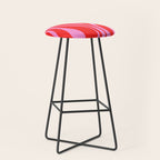 Mid Century Modern Retro Lounge Ogee Pattern in Preppy Pink and Red Stool Gallery Image 1